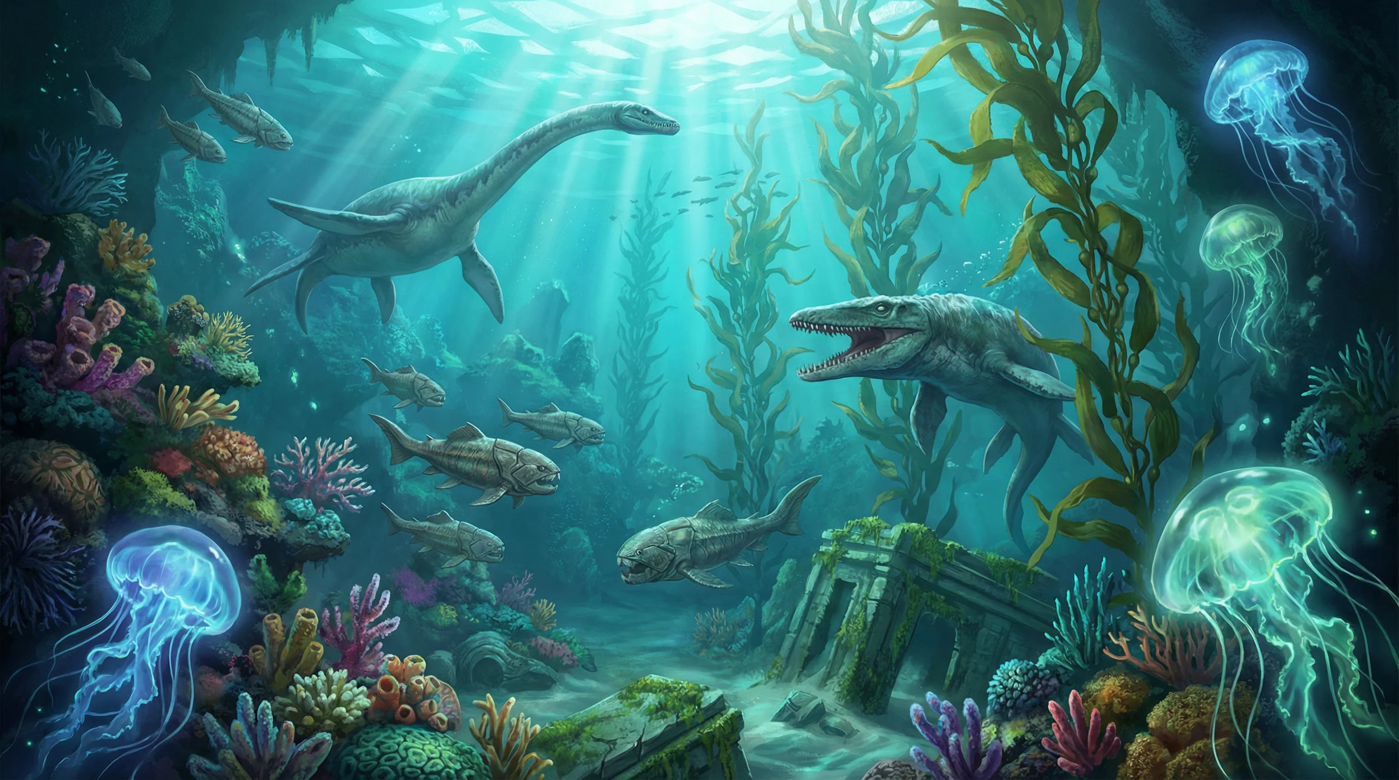 史前深海中的远古海兽，侏罗纪棋牌探险营 91棋牌 摄影展作品